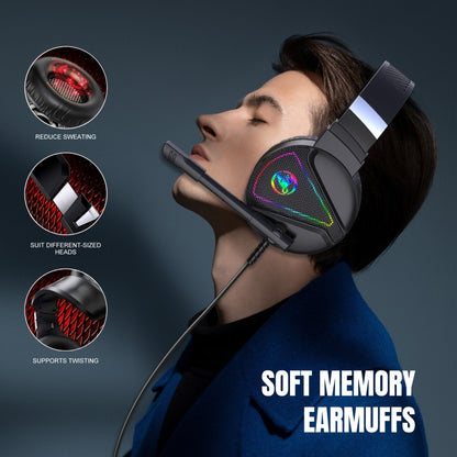 HXSJ F16 3.5mm + USB Port RGB Light Stereo Gaming Headset with Microphone(Black) - Multimedia Headset by HXSJ | Online Shopping South Africa | PMC Jewellery | Buy Now Pay Later Mobicred