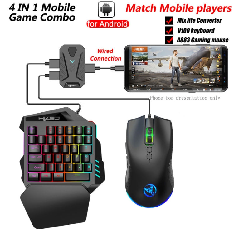 HXSJ P8+V100+A883 Keyboard Mouse Converter + One-handed Keyboard + Programming Gaming Mouse Set - free shipping - PMC Jewellery - Order now!