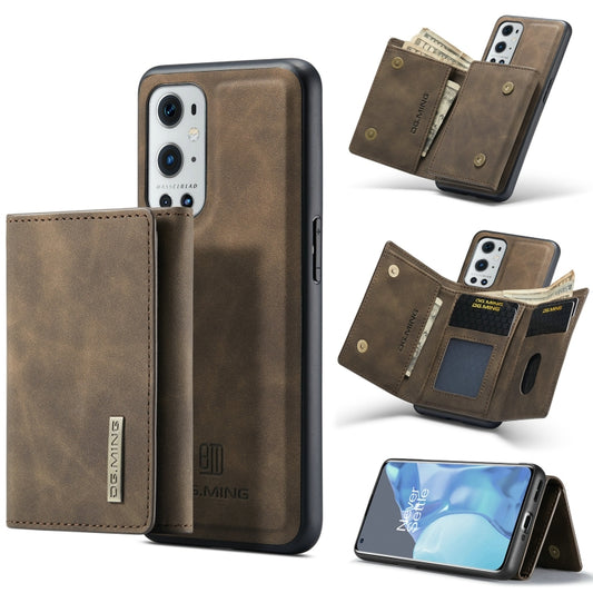 For OnePlus 9 Pro DG.MING M1 Series 3-Fold Multi Card Wallet  Back Cover Shockproof Case with Holder Function(Coffee) -  by DG.MING | Online Shopping South Africa | PMC Jewellery | Buy Now Pay Later Mobicred