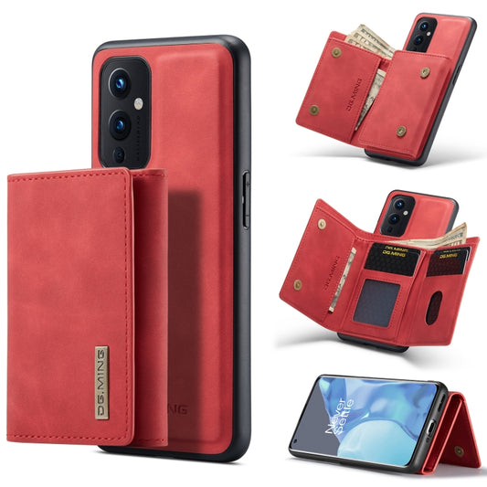 For OnePlus 9 (EU/NA) DG.MING M1 Series 3-Fold Multi Card Wallet  Back Cover Shockproof Case with Holder Function(Red) -  by DG.MING | Online Shopping South Africa | PMC Jewellery | Buy Now Pay Later Mobicred