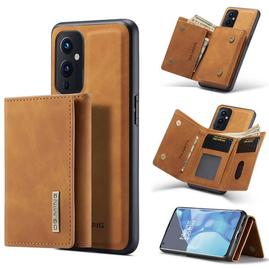 For OnePlus 9 (EU/NA) DG.MING M1 Series 3-Fold Multi Card Wallet  Back Cover Shockproof Case with Holder Function(Brown) -  by DG.MING | Online Shopping South Africa | PMC Jewellery | Buy Now Pay Later Mobicred