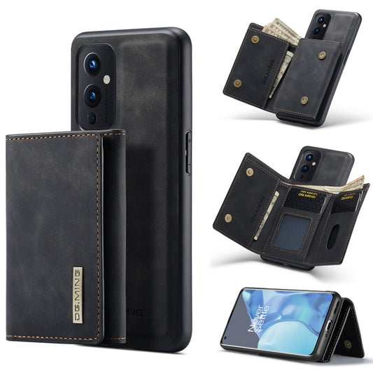 For OnePlus 9 (EU/NA) DG.MING M1 Series 3-Fold Multi Card Wallet  Back Cover Shockproof Case with Holder Function(Black) -  by DG.MING | Online Shopping South Africa | PMC Jewellery | Buy Now Pay Later Mobicred