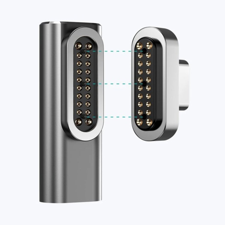 100W USB-C / Type-C Female to 20 Pin Magnetic USB-C / Type-C Male Elbow Adapter (Black) - Cable & Adapter by PMC TechLife | Online Shopping South Africa | PMC TechLife