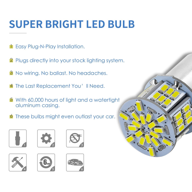 1 Pair E0053 9-14V 1157-54SMD-2835 6000K 1080LM White Light Car Decoding Brake Driving Light - Brake Lights by PMC TechLife | Online Shopping South Africa | PMC TechLife | Buy Now Pay Later Mobicred