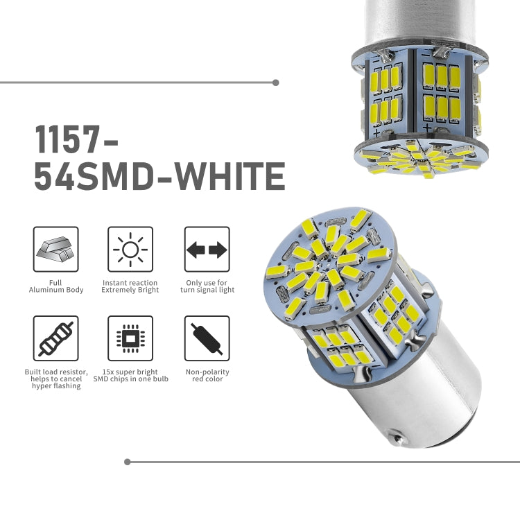 1 Pair E0053 9-14V 1157-54SMD-2835 6000K 1080LM White Light Car Decoding Brake Driving Light - Brake Lights by PMC TechLife | Online Shopping South Africa | PMC TechLife | Buy Now Pay Later Mobicred