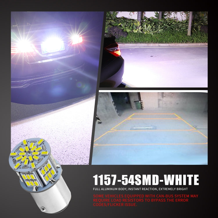 1 Pair E0053 9-14V 1157-54SMD-2835 6000K 1080LM White Light Car Decoding Brake Driving Light - Brake Lights by PMC TechLife | Online Shopping South Africa | PMC TechLife | Buy Now Pay Later Mobicred