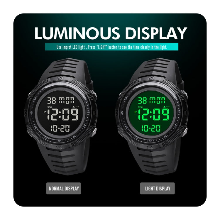 SKMEI 1632 Dual Time Display Luminous Electronic Watch, Support Alarm Clock(Black) - free shipping - PMC TechLife - Order now!