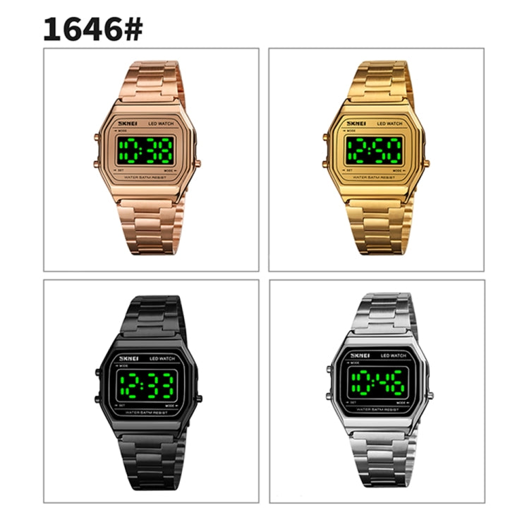 SKMEI 1646 LED Digital Display Luminous Electronic Watch(Gold) - free shipping - PMC TechLife - Order now!
