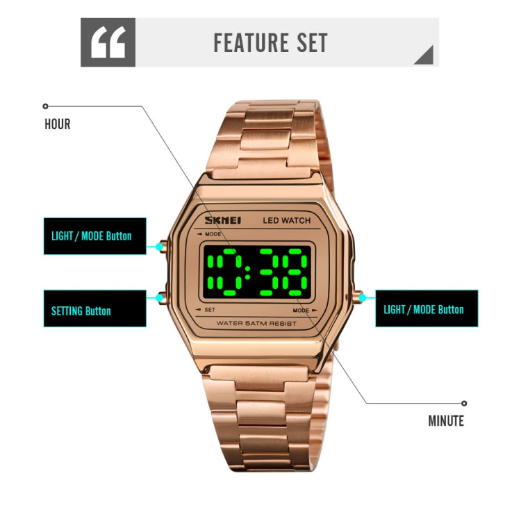 SKMEI 1646 LED Digital Display Luminous Electronic Watch(Black) - free shipping - PMC TechLife - Order now!