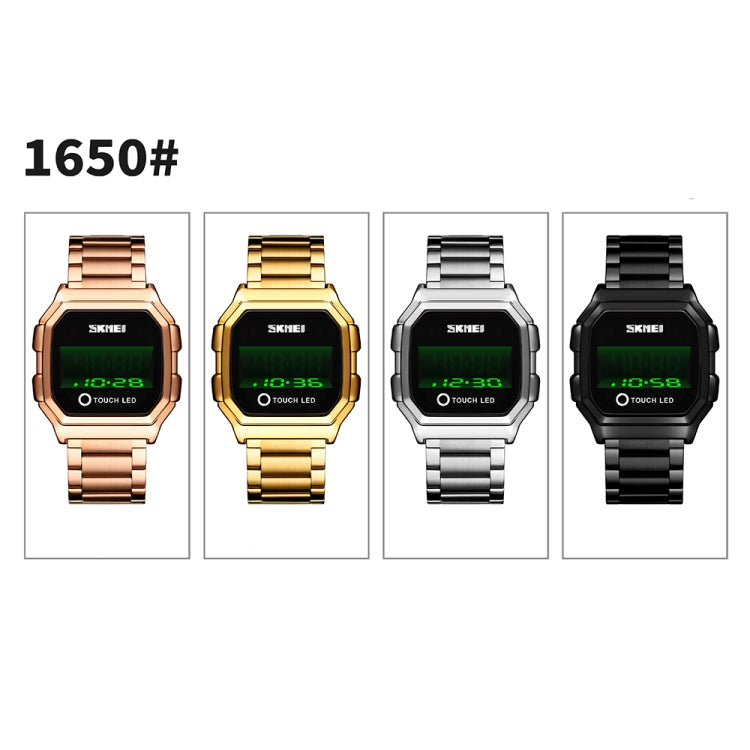 SKMEI 1650 Steel Strap Version LED Digital Display Electronic Watch with Touch Luminous Button(Gold) - free shipping - PMC TechLife - Order now!