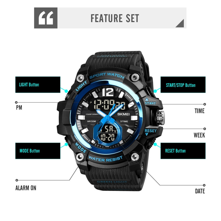 SKMEI 1725 Three Time LED Digital Display Timing Luminous Electronic Watch(Gold) - free shipping - PMC TechLife - Order now!