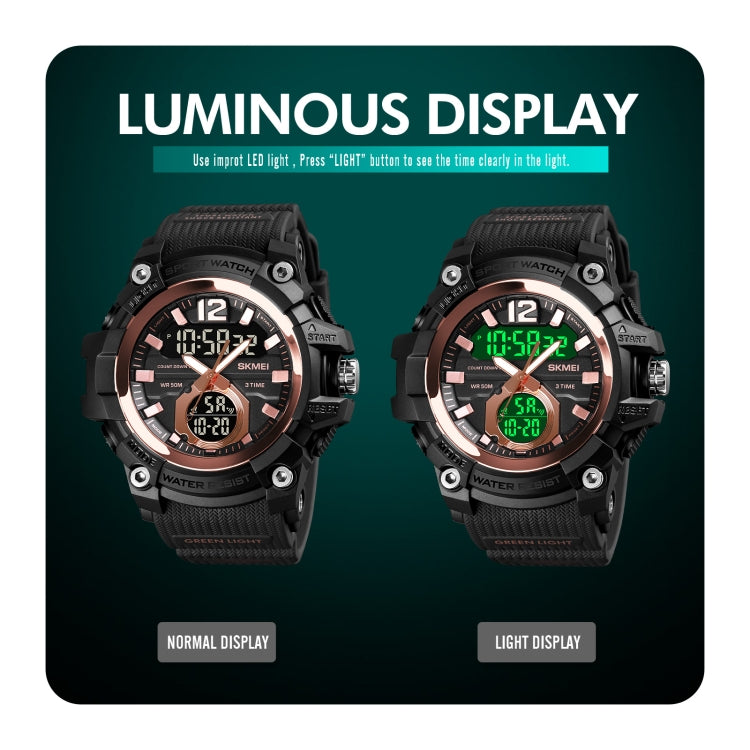 SKMEI 1725 Three Time LED Digital Display Timing Luminous Electronic Watch(Red) - free shipping - PMC TechLife - Order now!