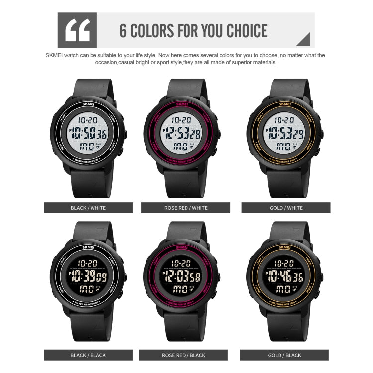 SKMEI 1736 Triplicate Round Dial Timing LED Digital Display Luminous Electronic Watch(Gold and White) - free shipping - PMC TechLife - Order now!