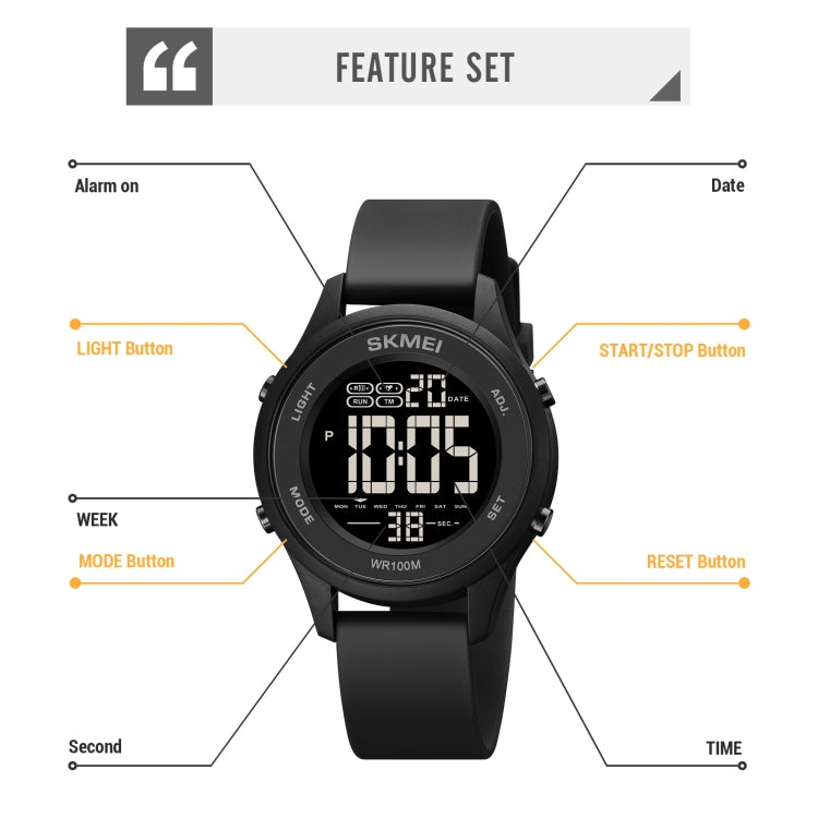 SKMEI 1758 Multifunctional LED Digital Display Luminous Silicone Strap Electronic Watch(Black) - free shipping - PMC TechLife - Order now!