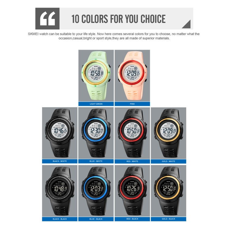 SKMEI 1773 Triplicate Round LED Dual Time Digital Display Colorful Backlight Electronic Watch(Gold Black) - free shipping - PMC TechLife - Order now!