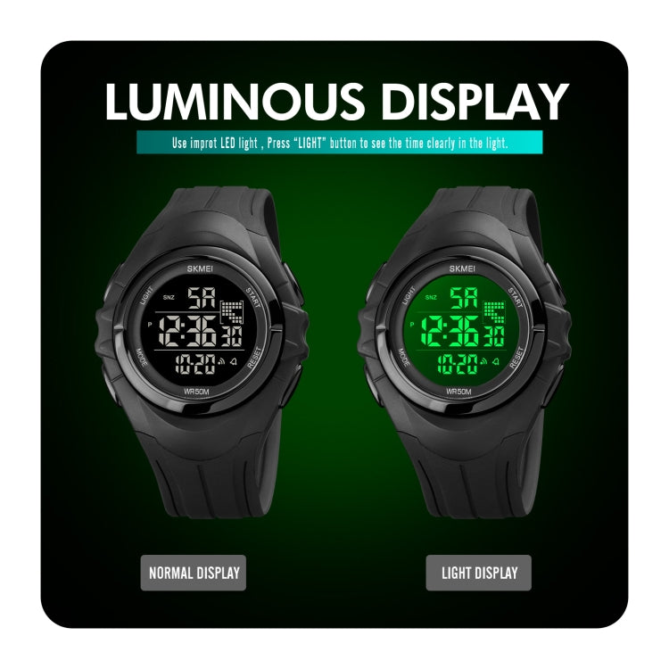 SKMEI 1790 Triplicate Round LED Dual Time Digital Display Luminous Electronic Watch for Men(Black White) - free shipping - PMC TechLife - Order now!