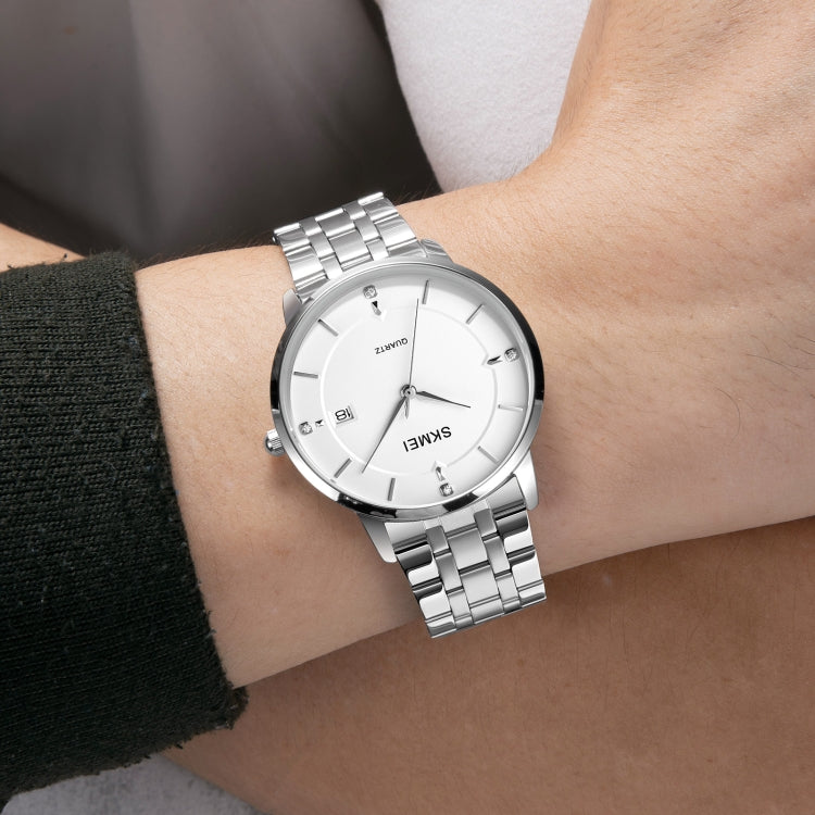 SKMEI 1801 Men Casual Calendar Quartz Watch(Gold and White) - free shipping - PMC TechLife - Order now!