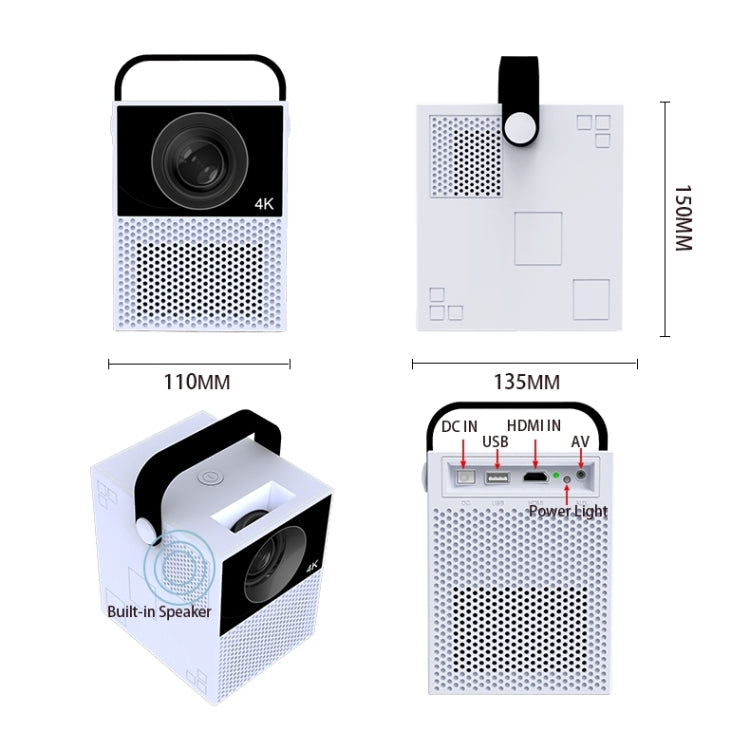 WEJOY Y2 1920x1080P 100 ANSI Lumens Portable Home Theater LED HD Digital Projector, Touch Control Version, Android 9.0, 2G+16G, EU Plug - free shipping - PMc TechLife - Order now!
