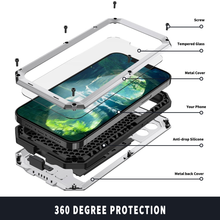 For iPhone 13 mini R-JUST Sliding Camera Shockproof Life Waterproof Dust-proof Metal + Silicone Protective Case with Holder (Silver) - iPhone 13 mini Cases by R-JUST | Online Shopping South Africa | PMC TechLife