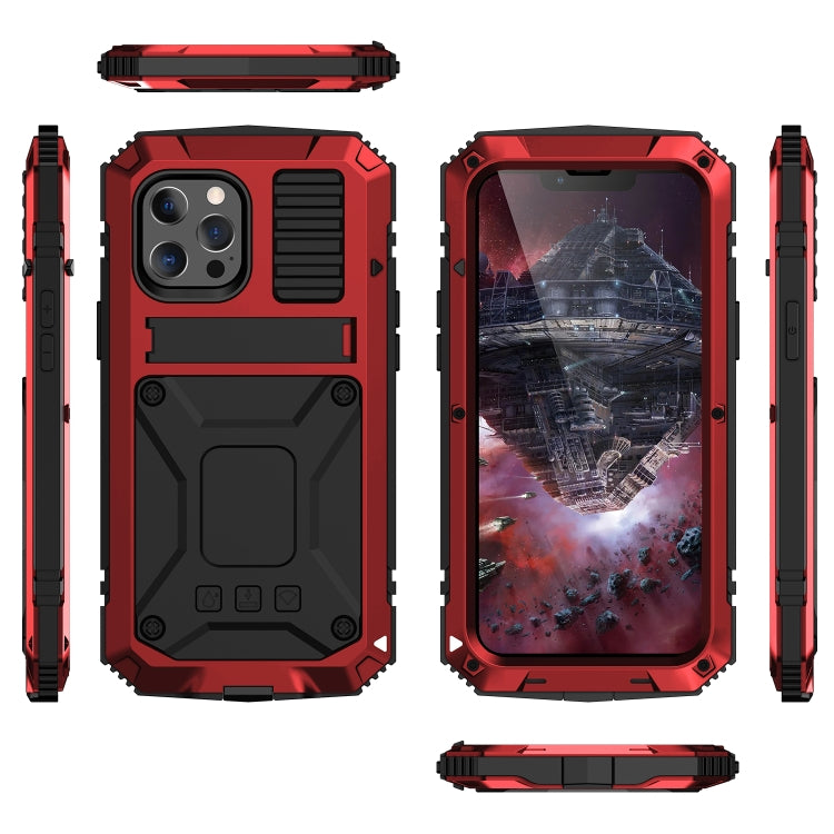 For iPhone 13 Pro R-JUST Shockproof Waterproof Dust-proof Metal + Silicone Protective Case with Holder (Red) - iPhone 13 Pro Cases by R-JUST | Online Shopping South Africa | PMC TechLife | Buy Now Pay Later Mobicred