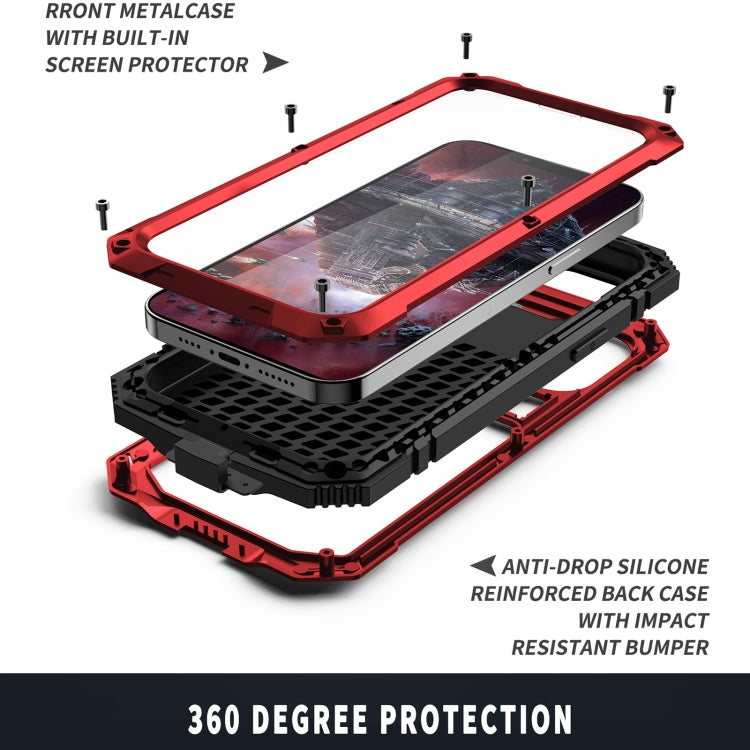 For iPhone 13 Pro R-JUST Shockproof Waterproof Dust-proof Metal + Silicone Protective Case with Holder (Red) - iPhone 13 Pro Cases by R-JUST | Online Shopping South Africa | PMC TechLife | Buy Now Pay Later Mobicred
