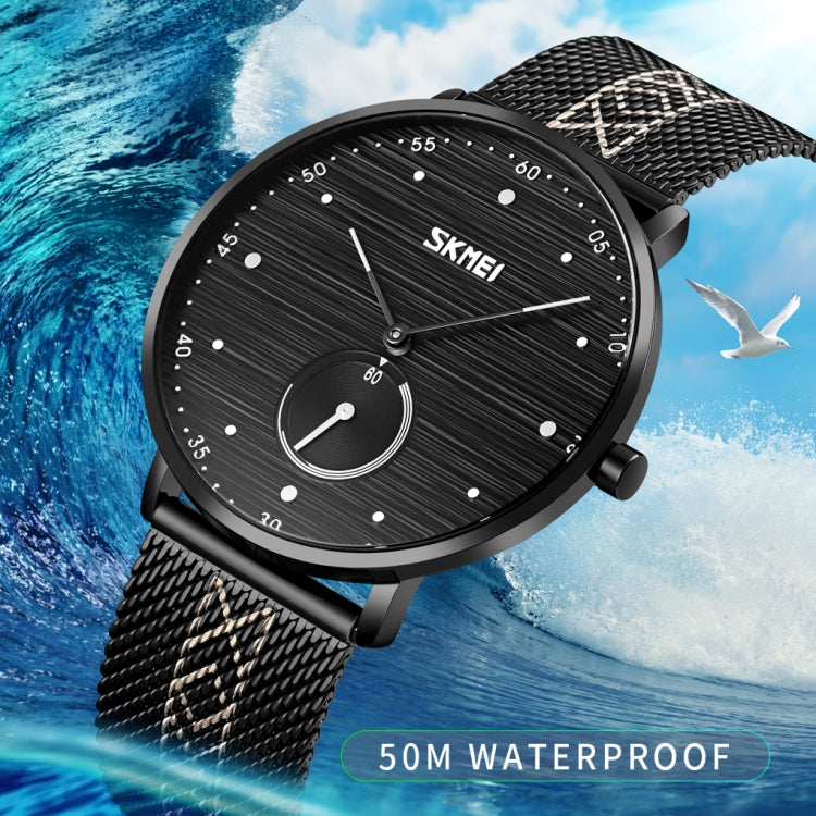 SKMEI 9218 Men Horizontal Striped Arabic Numeral Dial Mesh Belt Quartz Watch(Red) - free shipping - PMC TechLife - Order now!
