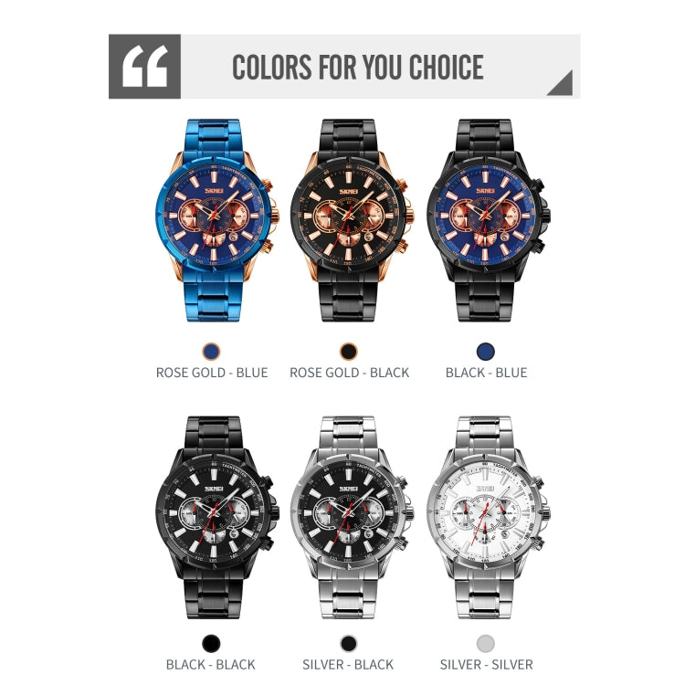 SKMEI 9241 Men Calendar Stopwatch Stainless Steel Strap Quartz Watch(Silver) - free shipping - PMC TechLife - Order now!