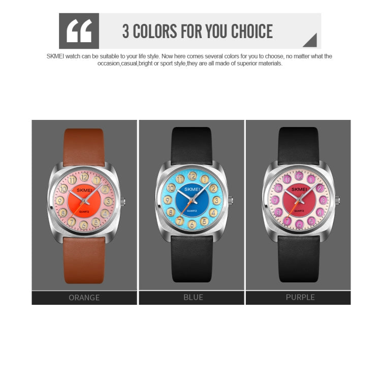 SKMEI Q029 Ladies Phone Number Pattern Dial Leather Strap Quartz Watch(Purple) - free shipping - PMC TechLife - Order now!