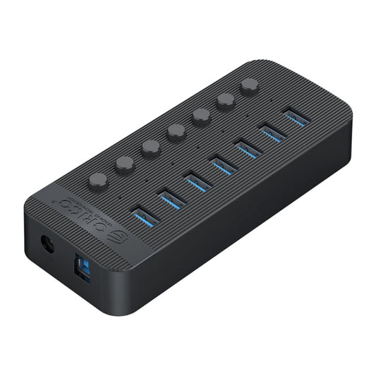 ORICO CT2U3-7AB-BK 7 In 1 Plastic Stripes Multi-Port USB HUB with Individual Switches, US Plug(Black) - USB 3.0 HUB by ORICO | Online Shopping South Africa | PMC Jewellery | Buy Now Pay Later Mobicred