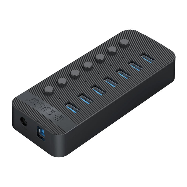 ORICO CT2U3-7AB-BK 7 In 1 Plastic Stripes Multi-Port USB HUB with Individual Switches, EU Plug(Black) - USB 3.0 HUB by ORICO | Online Shopping South Africa | PMC Jewellery | Buy Now Pay Later Mobicred