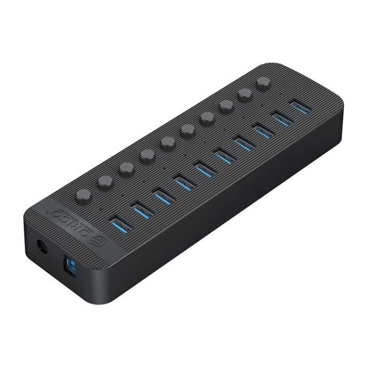 ORICO CT2U3-10AB-BK 10 In 1 Plastic Stripes Multi-Port USB HUB with Individual Switches, UK Plug(Black) - USB 3.0 HUB by ORICO | Online Shopping South Africa | PMC Jewellery | Buy Now Pay Later Mobicred