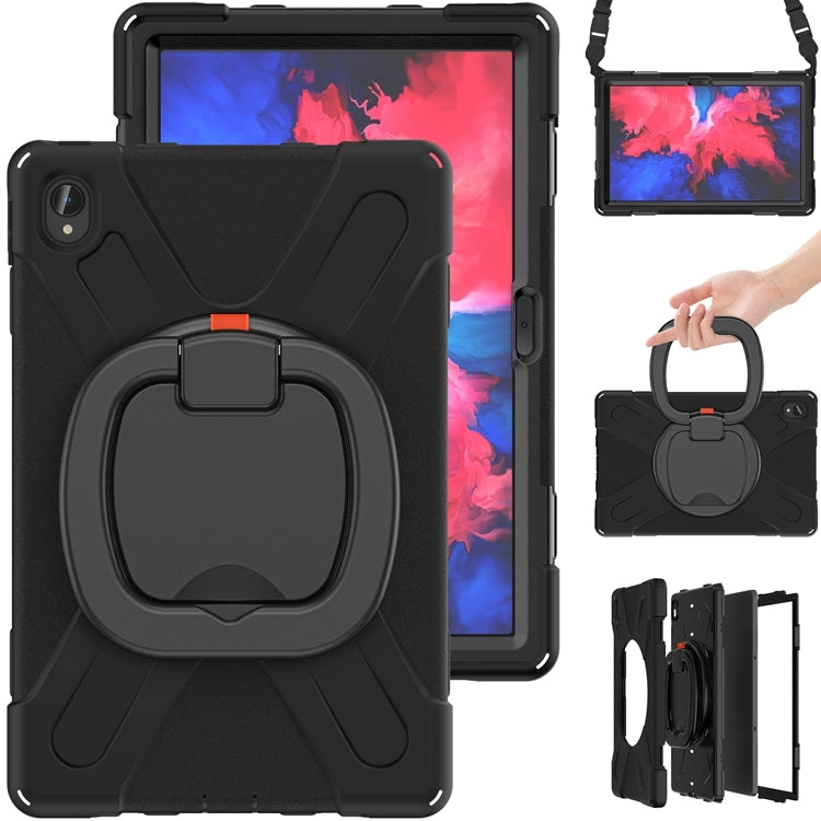 For Lenovo XiaoXin Pad 11 / Pad 11 Plus 2021 / Pad 2022 Silicone + PC Protective Case with Holder & Shoulder Strap(Black) - Lenovo by PMC TechLife | Online Shopping South Africa | PMC TechLife | Buy Now Pay Later Mobicred
