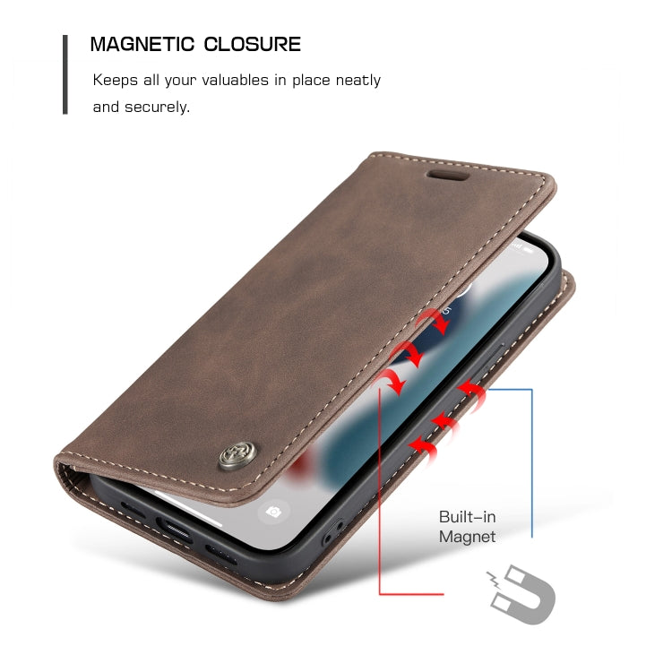 For iPhone 13 mini CaseMe-013 Multifunctional Retro Frosted Horizontal Flip Leather Case with Card Slot & Holder & Wallet (Coffee) - iPhone 13 mini Cases by CaseMe | Online Shopping South Africa | PMC Jewellery | Buy Now Pay Later Mobicred