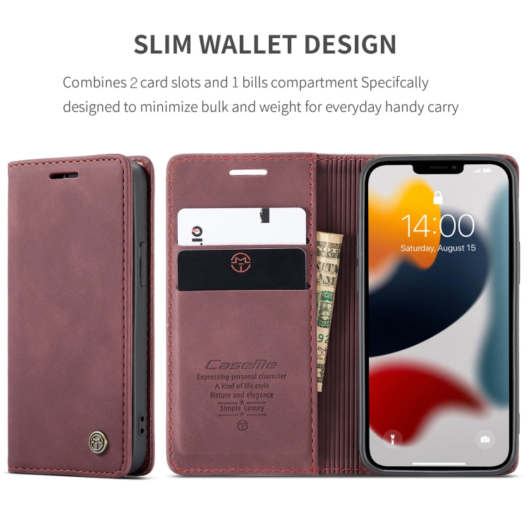 For iPhone 13 mini CaseMe-013 Multifunctional Retro Frosted Horizontal Flip Leather Case with Card Slot & Holder & Wallet (Wine Red) - iPhone 13 mini Cases by CaseMe | Online Shopping South Africa | PMC Jewellery | Buy Now Pay Later Mobicred