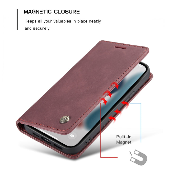 For iPhone 13 mini CaseMe-013 Multifunctional Retro Frosted Horizontal Flip Leather Case with Card Slot & Holder & Wallet (Wine Red) - iPhone 13 mini Cases by CaseMe | Online Shopping South Africa | PMC Jewellery | Buy Now Pay Later Mobicred