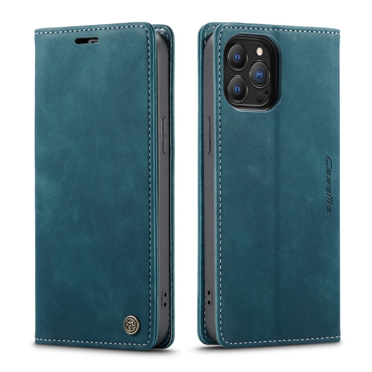 For iPhone 13 Pro CaseMe-013 Multifunctional Retro Frosted Horizontal Flip Leather Case with Card Slot & Holder & Wallet (Blue) - iPhone 13 Pro Cases by CaseMe | Online Shopping South Africa | PMC Jewellery | Buy Now Pay Later Mobicred