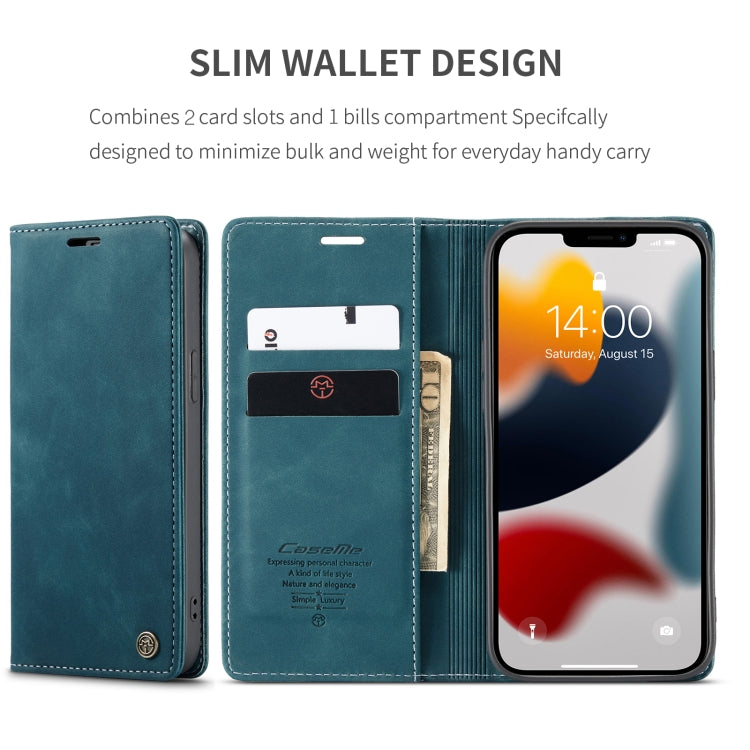 For iPhone 13 Pro CaseMe-013 Multifunctional Retro Frosted Horizontal Flip Leather Case with Card Slot & Holder & Wallet (Blue) - iPhone 13 Pro Cases by CaseMe | Online Shopping South Africa | PMC Jewellery | Buy Now Pay Later Mobicred