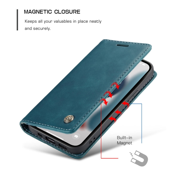 For iPhone 13 Pro CaseMe-013 Multifunctional Retro Frosted Horizontal Flip Leather Case with Card Slot & Holder & Wallet (Blue) - iPhone 13 Pro Cases by CaseMe | Online Shopping South Africa | PMC Jewellery | Buy Now Pay Later Mobicred