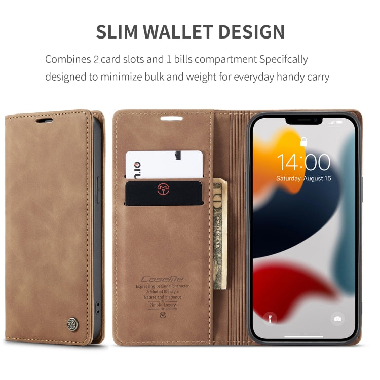 For iPhone 13 Pro CaseMe-013 Multifunctional Retro Frosted Horizontal Flip Leather Case with Card Slot & Holder & Wallet (Brown) - iPhone 13 Pro Cases by CaseMe | Online Shopping South Africa | PMC Jewellery | Buy Now Pay Later Mobicred