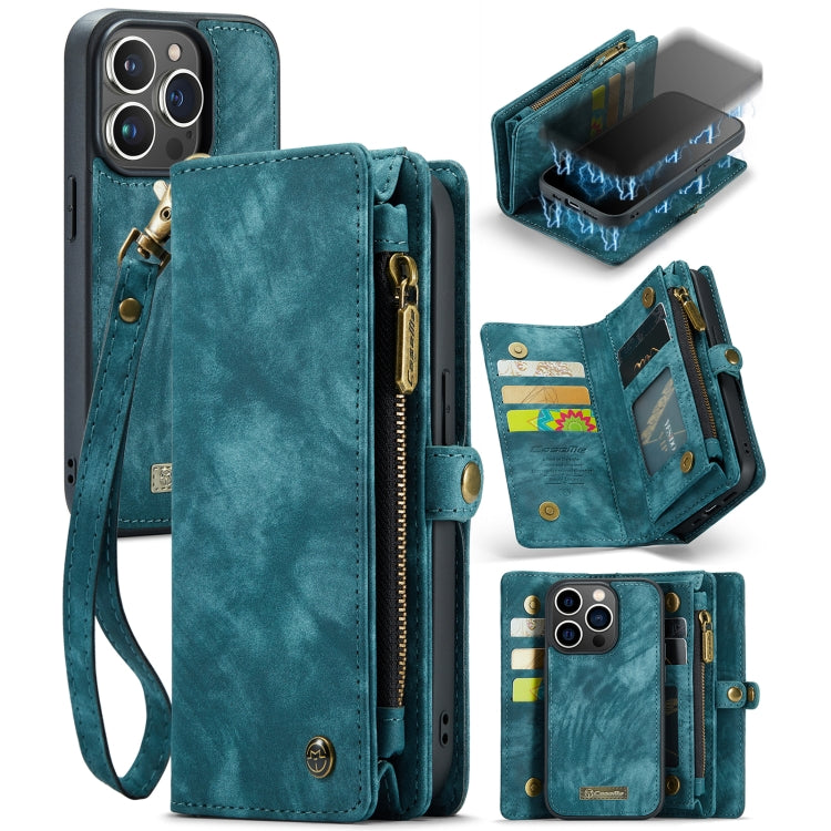 For iPhone 13 Pro Max CaseMe-008 Detachable Multifunctional Horizontal Flip Leather Case with Card Slot & Holder & Zipper Wallet & Photo Frame (Blue) - iPhone 13 Pro Max Cases by CaseMe | Online Shopping South Africa | PMC Jewellery | Buy Now Pay Later Mobicred