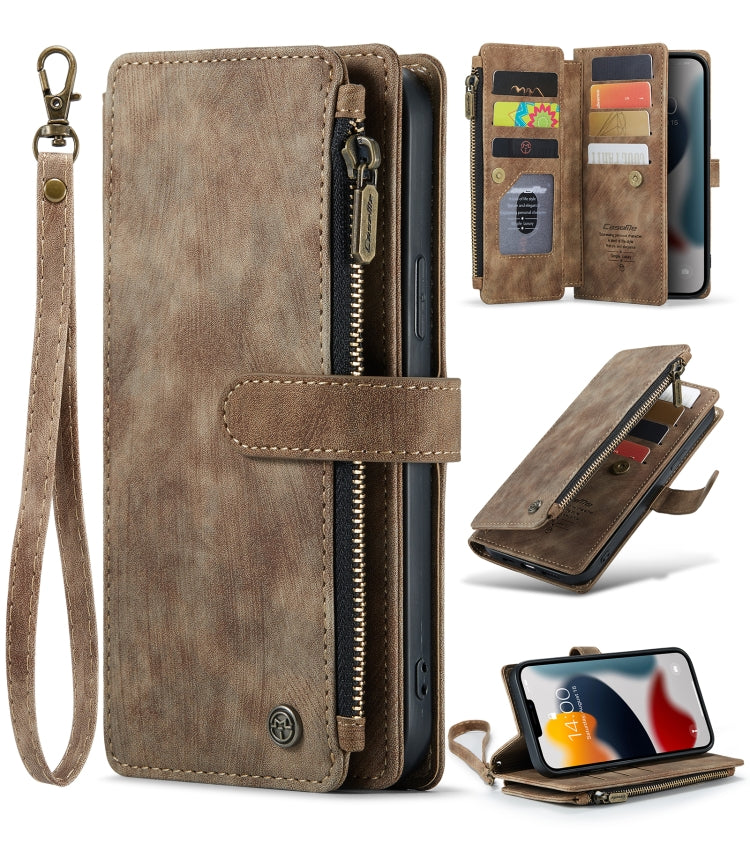 For iPhone 13 Pro Max CaseMe-C30 PU + TPU Multifunctional Horizontal Flip Leather Case with Holder & Card Slot & Wallet & Zipper Pocket (Brown) - iPhone 13 Pro Max Cases by CaseMe | Online Shopping South Africa | PMC Jewellery | Buy Now Pay Later Mobicred