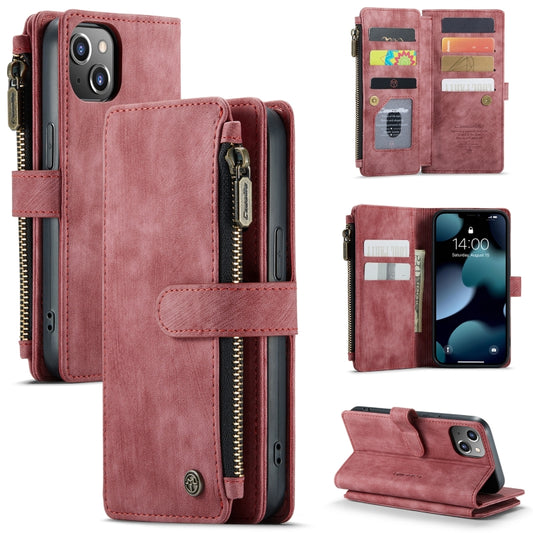 For iPhone 13 CaseMe-C30 PU + TPU Multifunctional Horizontal Flip Leather Case with Holder & Card Slot & Wallet & Zipper Pocket(Red) - iPhone 13 Cases by CaseMe | Online Shopping South Africa | PMC Jewellery | Buy Now Pay Later Mobicred