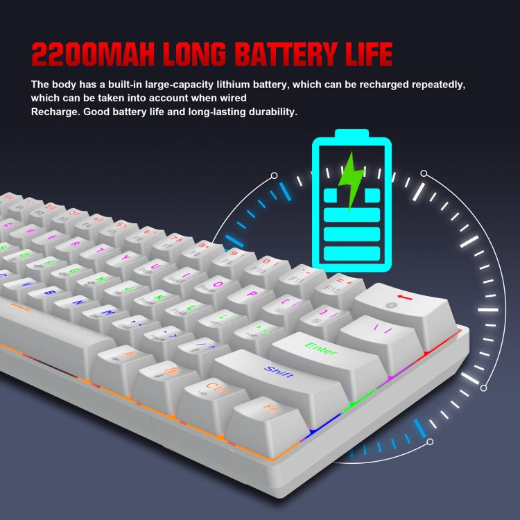 HXSJ L800 61 Keys Bluetooth 5.0 / 2.4G Wireless / Type-C Wired Three Modes Blue Shaft Mechanical Keyboard(Black) - free shipping - PMC Jewellery - Order now!