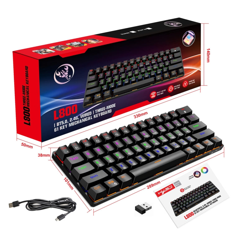 HXSJ L800 61 Keys Bluetooth 5.0 / 2.4G Wireless / Type-C Wired Three Modes Blue Shaft Mechanical Keyboard(White) - free shipping - PMC Jewellery - Order now!