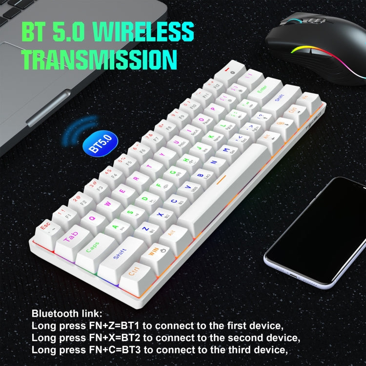 HXSJ L800 61 Keys Bluetooth 5.0 / 2.4G Wireless / Type-C Wired Three Modes Blue Shaft Mechanical Keyboard(Black) - free shipping - PMC Jewellery - Order now!