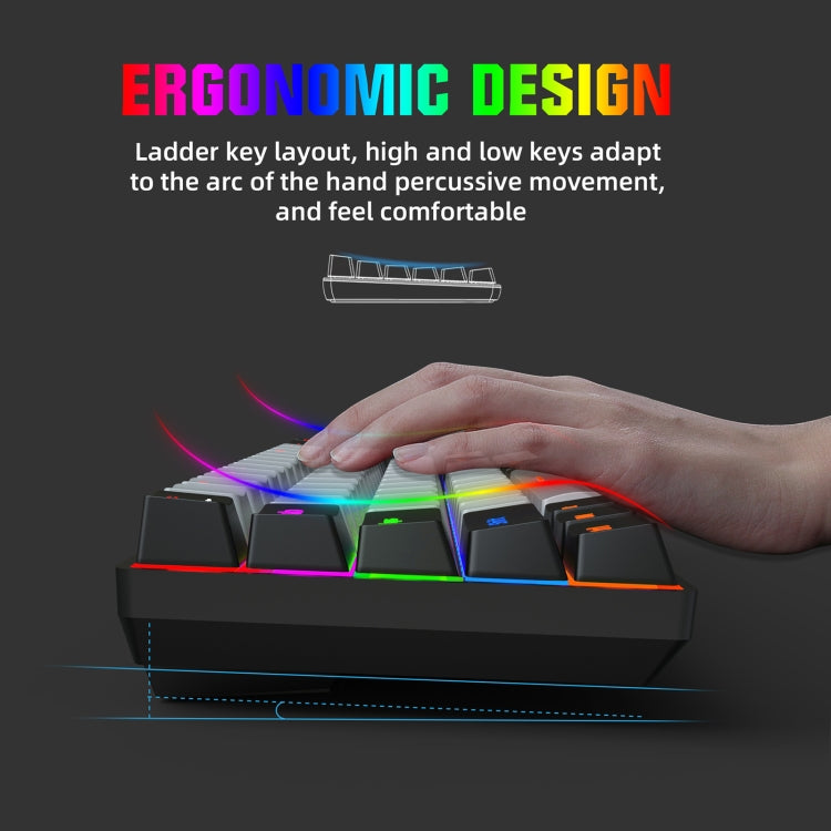 HXSJ V800 68 Keys Type-C Wired Cool Backlight Mechanical Keyboard(Blue Shaft) - free shipping - PMC Jewellery - Order now!