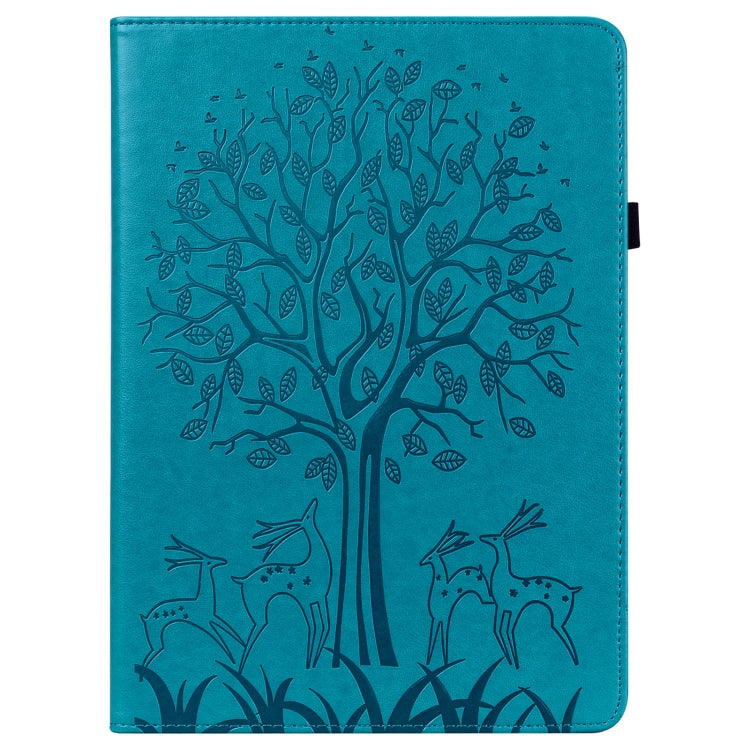For Huawei MatePad Pro 10.8 2021 Tree & Deer Pattern Pressed Printing Horizontal Flip PU Leather Case with Holder & Card Slots(Blue) - Huawei by PMC TechLife | Online Shopping South Africa | PMC TechLife | Buy Now Pay Later Mobicred