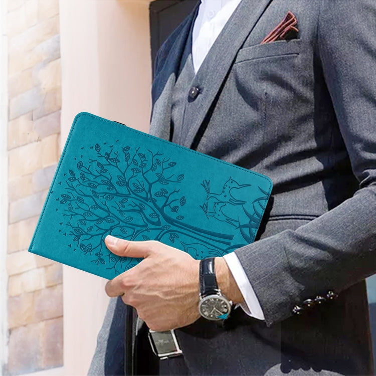 For Huawei MatePad Pro 10.8 2021 Tree & Deer Pattern Pressed Printing Horizontal Flip PU Leather Case with Holder & Card Slots(Blue) - Huawei by PMC TechLife | Online Shopping South Africa | PMC TechLife | Buy Now Pay Later Mobicred