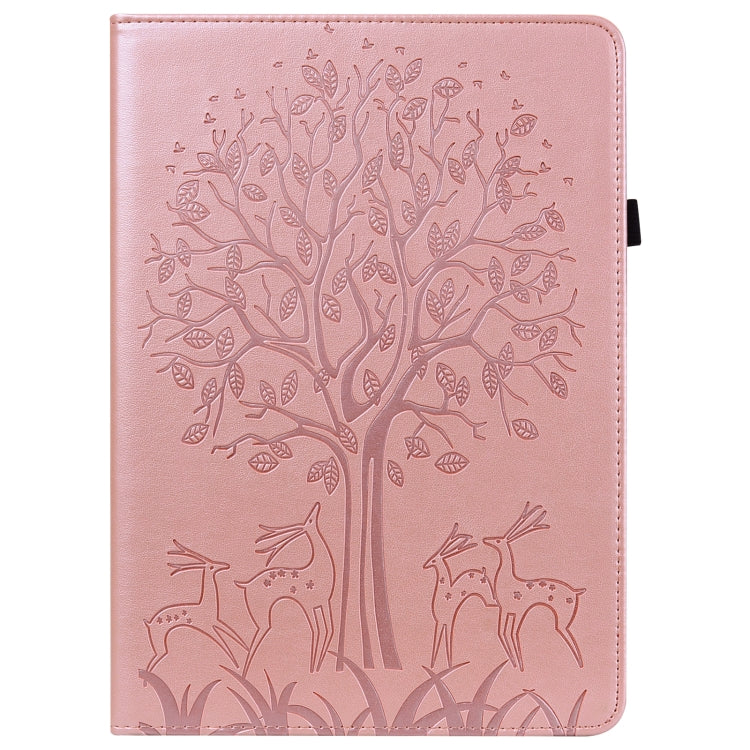 For Huawei MatePad 11 2021 Tree & Deer Pattern Pressed Printing Horizontal Flip PU Leather Case with Holder & Card Slots(Pink) - Huawei by PMC TechLife | Online Shopping South Africa | PMC TechLife | Buy Now Pay Later Mobicred