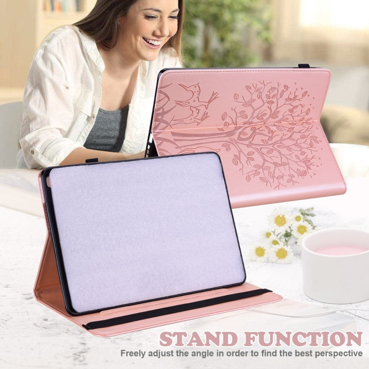 For Huawei MatePad 11 2021 Tree & Deer Pattern Pressed Printing Horizontal Flip PU Leather Case with Holder & Card Slots(Pink) - Huawei by PMC TechLife | Online Shopping South Africa | PMC TechLife | Buy Now Pay Later Mobicred